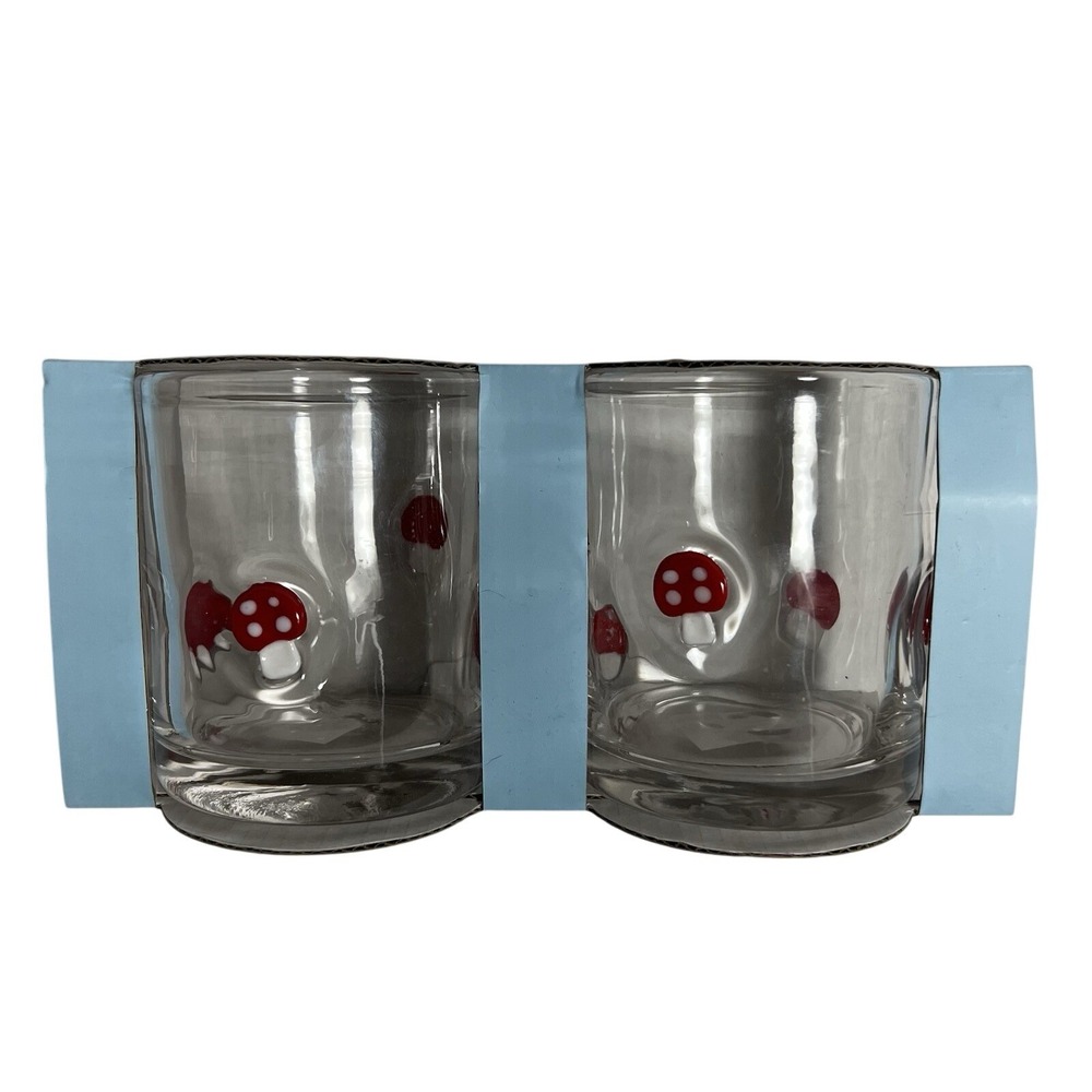 Cynthia Rowley Set of 2 Mushroom Double Old‎ Fashioned Cocktail Drinking Glasses